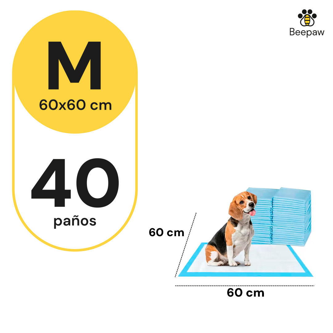 PAÑO DE ENTRENAMIENTO PARA PERRO BEEPAW TRAIN-E MEDIUM 60*60CM X 40 UNIDADES - Imagen 2