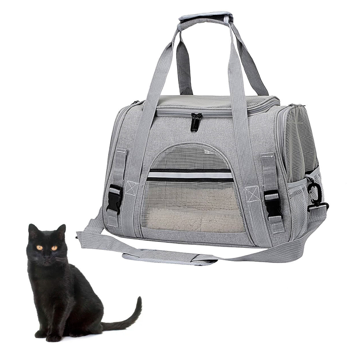 BOLSO TRANSPORTADOR PREMIUM PARA MASCOTAS BEEPAW GRIS