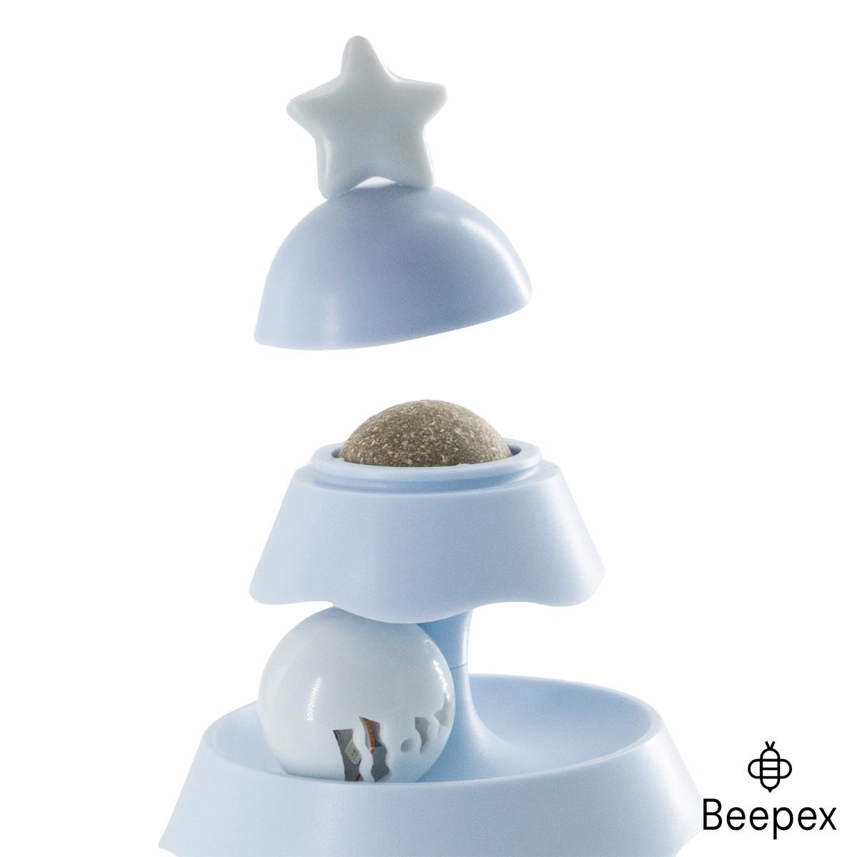 JUGUETE CATNIP ARBOL NAVIDAD TRES CAPAS CELESTE - Imagen 3