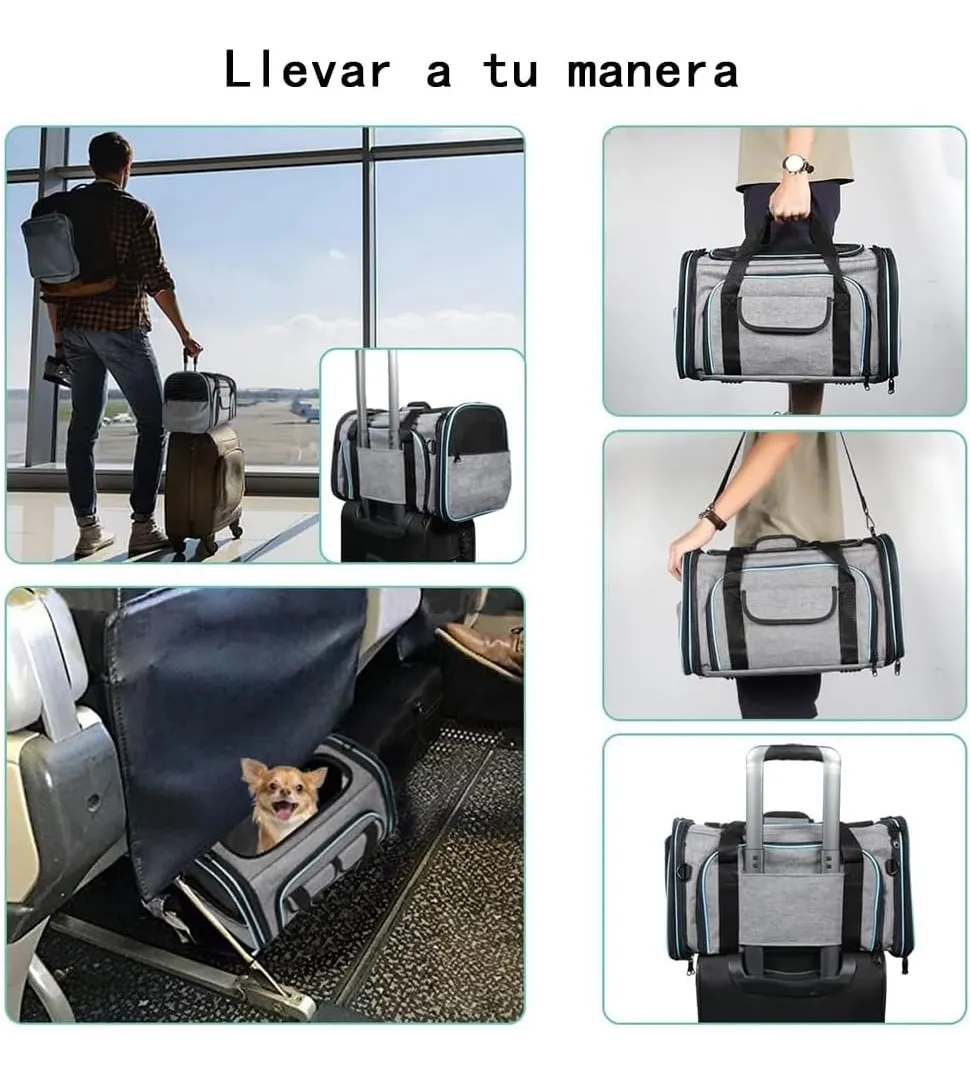 BOLSO EXPANSIBLE CON CARPA PARA MASCOTAS BEEPAW NEGRO C/ ROJO - Imagen 8
