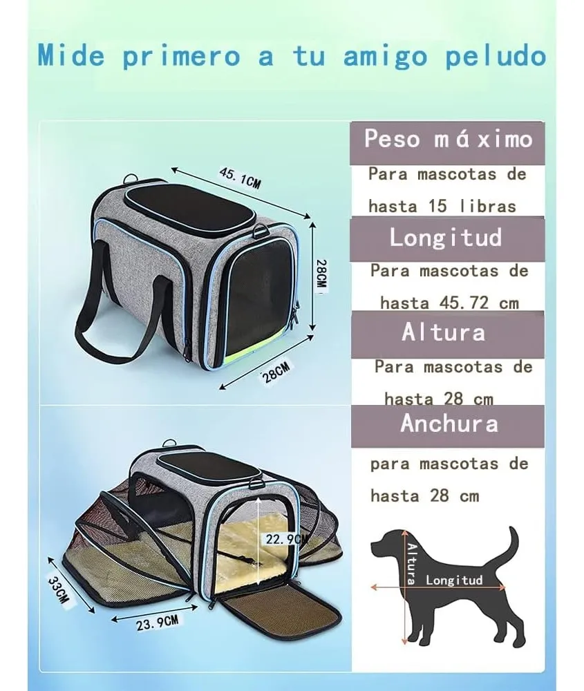 BOLSO EXPANSIBLE CON CARPA PARA MASCOTAS BEEPAW NEGRO C/ ROJO - Imagen 3