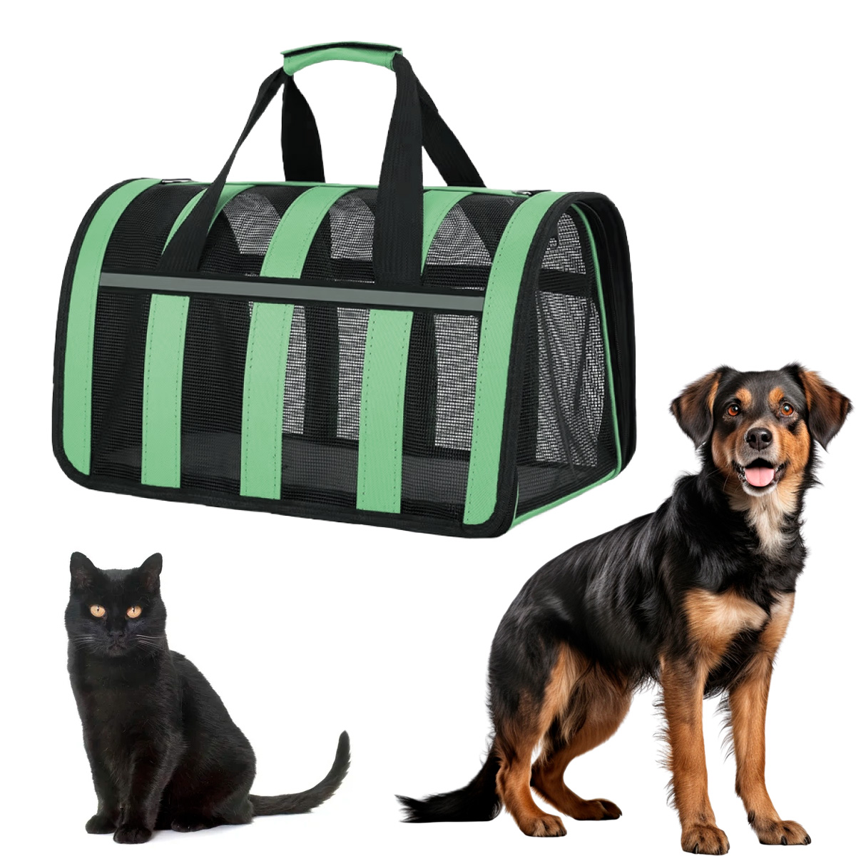BOLSO TRANSPORTADOR RAYADO PARA MASCOTAS BEEPAW BIG VERDE