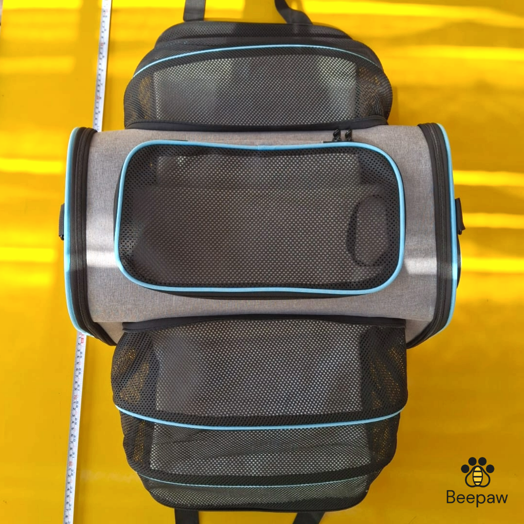 BOLSO EXPANSIBLE CON CARPA PARA MASCOTAS BEEPAW NEGRO C/ ROJO - Imagen 4