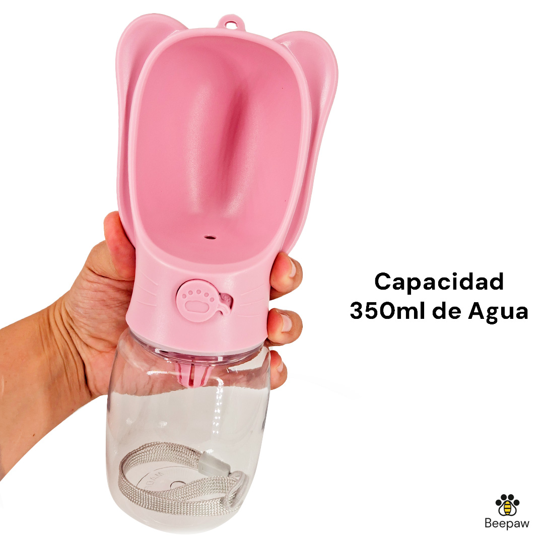 BOTELLA DISPENSADORA DE AGUA BEEPAW CON OREJAS 350 ML ROSA - Imagen 3