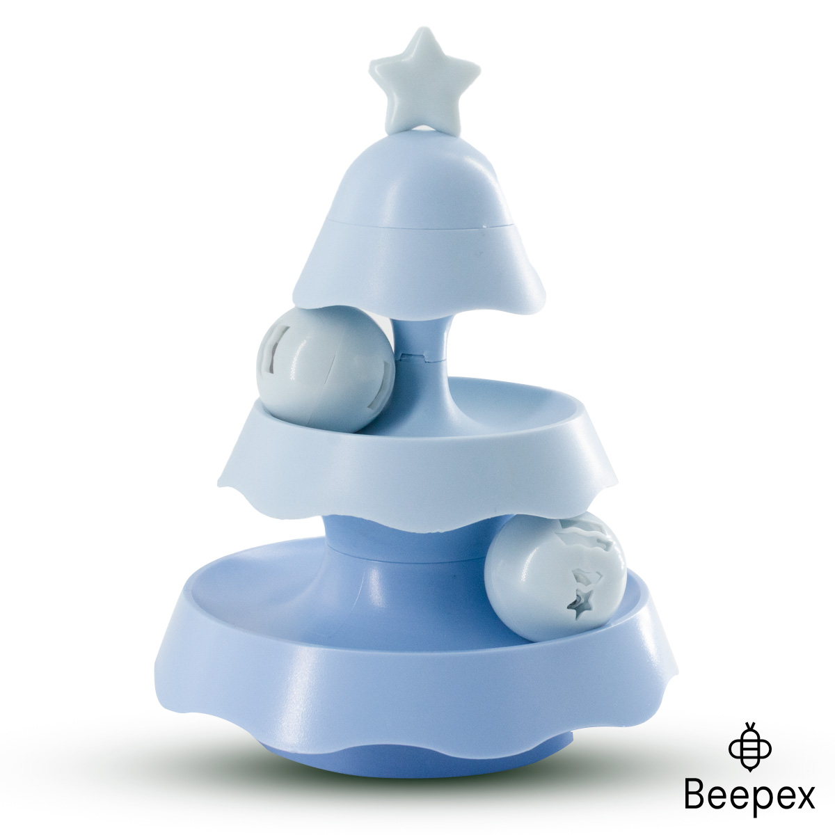 JUGUETE CATNIP ARBOL NAVIDAD TRES CAPAS CELESTE