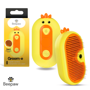 CEPILLO CON VAPOR Y CARDINA BEEPAW GROOM-E AMARILLO
