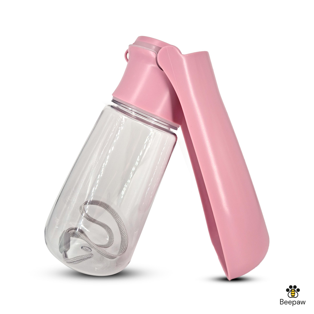 BOTELLA DISPENSADORA DE AGUA Y COMIDA BEEPAW 550 ML ROSA