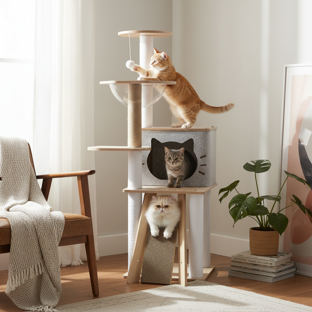 ARBOL PARA GATOS BEEPAW PREMIUM DE MADERA 40*50*120CM MOD9 - Imagen 2