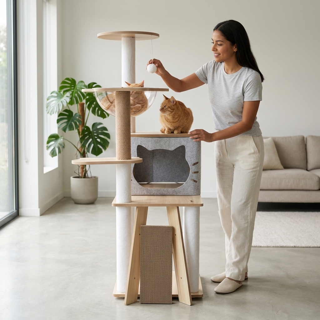 ARBOL PARA GATOS BEEPAW PREMIUM DE MADERA 40*50*120CM MOD9 - Imagen 5