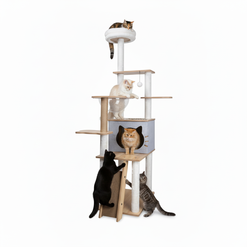 ARBOL PARA GATOS BEEPAW PREMIUM DE MADERA 40*50*160CM. MOD8 - Imagen 2